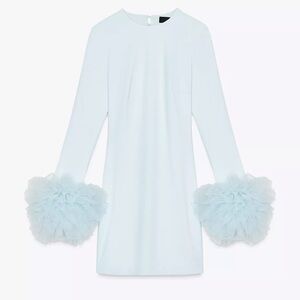 Zara Elegant Light Blue Dress with Tulle Cuffs